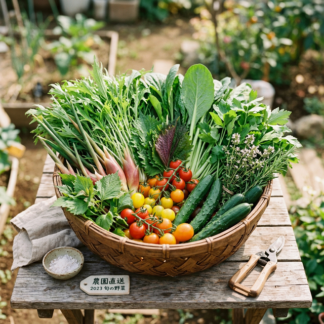 収穫した新鮮な季節野菜